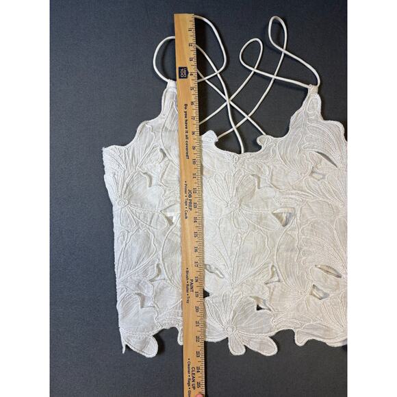NWT H&M White Summer Top Floral Embroidered Criss Cross Back Thin M - Picture 7 of 10